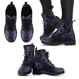 Purple Sun Moon Handcrafted Boots