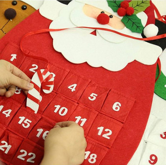 1PC Fabric Felt Advent Calendar Santa Elk Snowman Christmas