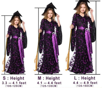 Purple Stars Moons Magic Witch Costume Kids Halloween Party