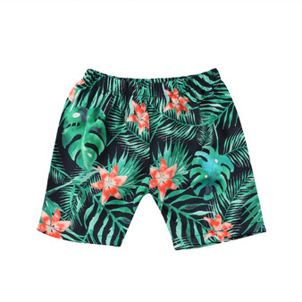 Boys Green Floral Swim Shorts
