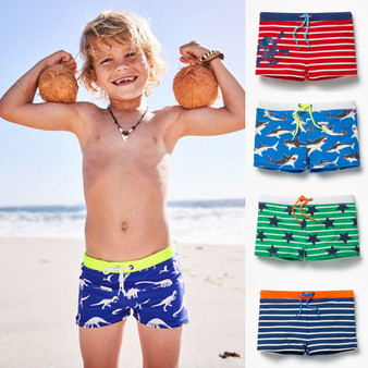 Toddler Boy Skull Pattern Kid Striped Swimming Shorts