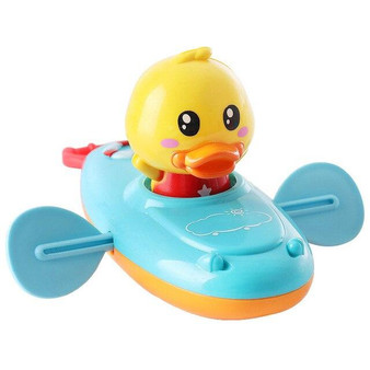 Baby Bath Toy Rowing Boat Duck Floating Water Wind-up Chain