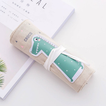 Cute Canvas Roll Up Pencil Case with Pencil Pouch