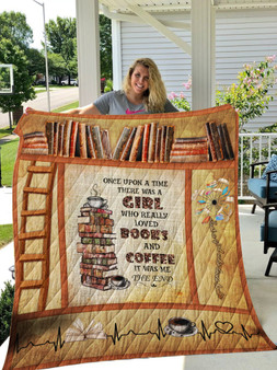 Books & Coffee Quilt Blanket Best Gift for Book Lovers and Coffee Addicts