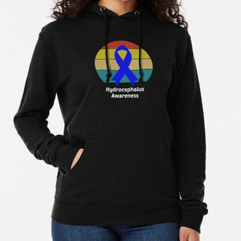 Hydrocephalus Awareness Blue Ribbon Vintage Hoodie