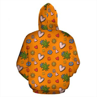 3D Camping Hoodie I'm Mostly Peace Love And Light Hippie Orange Full Size