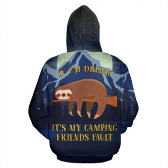 3D Camping Hoodie If I'm Drunk Sloth Dark Blue Full Size