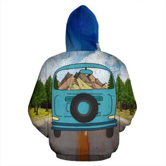 3D Camping Hoodie Camping Bus Van Full Size