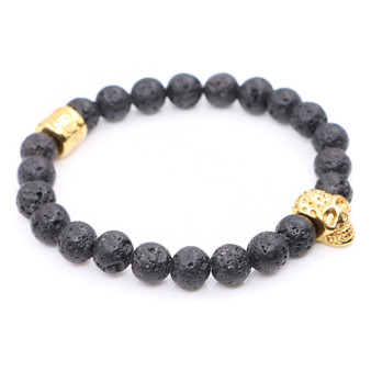 Lava Stone Beads with Stainless steel Skull Charms Bracelets