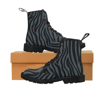 Women's Canvas Ankle Boots - Custom Zebra Pattern