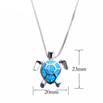 Sterling Silver Blue Fire Opal Turtle Pendant Necklace, Ring & Earrings