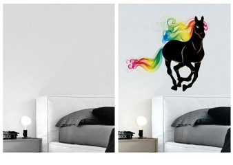 Black & Rainbow Running Horse Wall Sticker