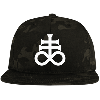Leviathan Cross Embroidered Flat Bill High-Profile Snapback Hat