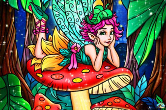 Mushroom and the Little Fairy Diamond Painting