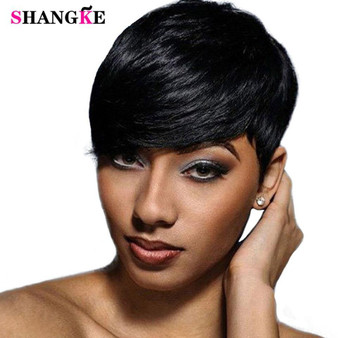 SHANGKE Short Black Wigs for Women