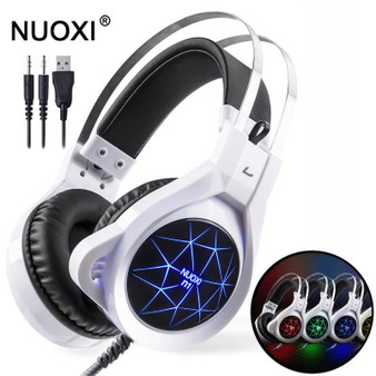 Game Headset with Mic LED Light for PC Gamer