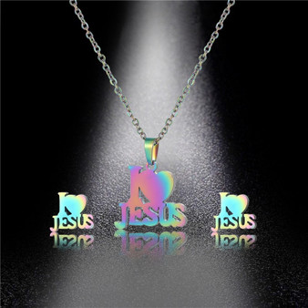 I Love Jesus Colorful Stainless Steel Necklace | Heavens Apparel