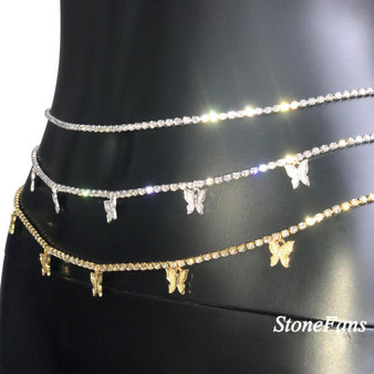 Lux Rhinestone Tennis Waist Chain