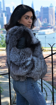 Real Genuine Fox Fur Coat With Genuine Sheepskin Leather