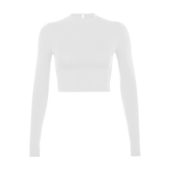 Solid Basic Long Sleeve Crop Top T Shirt