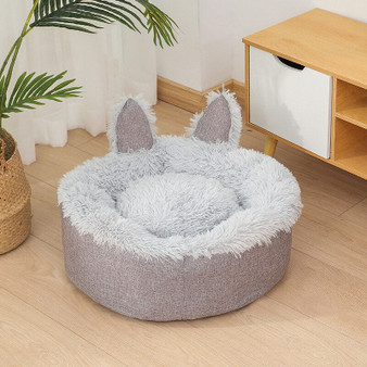 Cat Ear Design Plush Dog Bed