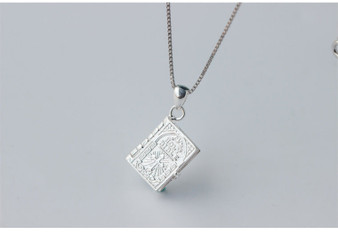 Silver Holy Bible Book Necklaces