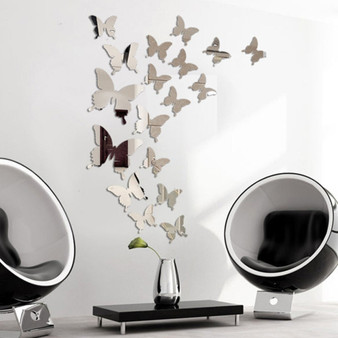Mirror Wall Sticker Decal Butterflies 3D Mirror Wall Art