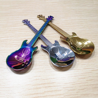 1pcs Stainless Steel Guitar Shaped Coffee Spoon