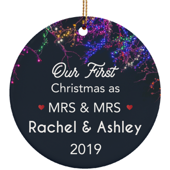 Our Christmas As Mrs & Mrs Ceramic Circle Ornament