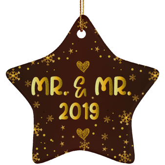 Mr and Mr 2019 LGBT Pride Ceramic Star Christmas Ornament Gift For Gay Couple