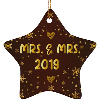 Mrs and Mrs 2019 LGBT Pride Ceramic Star Christmas Ornament Gift For Lesbian, Gay Couple