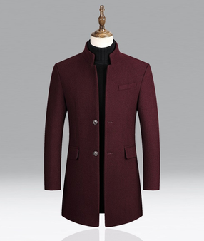 Woolen Stand Collar Coat