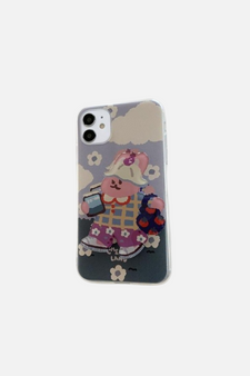 Cute Bear Purple Stand Holder iPhone Case