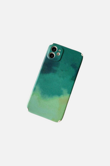 Watercolor Pattern Green Leather iPhone Case