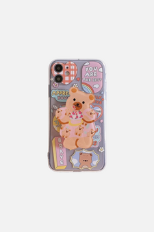 Cartoon Bear Brave Stand Holder iPhone Case