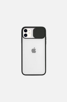 Slide Camera Lens Protection Clear Black iPhone Case