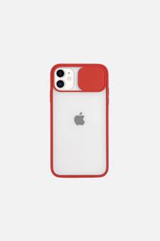 Slide Camera Lens Protection Clear Back Red iPhone Case