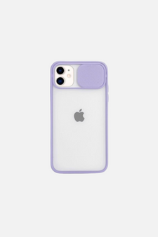 Slide Camera Lens Protection Clear Back Lilac Purple iPhone Case