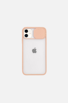 Slide Camera Lens Protection Clear Back Pink iPhone Case