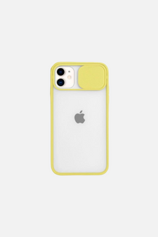 Slide Camera Lens Protection Clear Back Yellow iPhone Case