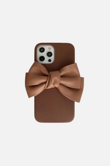 Bow Brown Leather iPhone Case