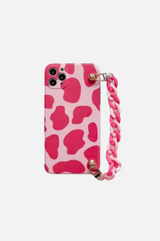Milk Cow Pattern Pink Bracelet iPhone Case