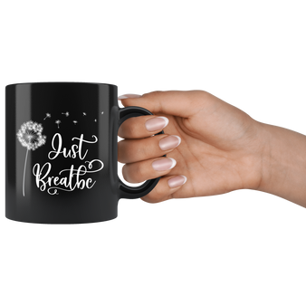 Just Breathe Black Mug