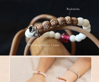 White Bodhi & Rudraksha Seed Bracelet