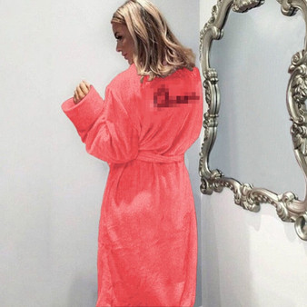 Winter Warm Flannel Bathrobe Women Knee-Length Bath Robe Soft Thick Cute Pink Bridesmaid Robes Female Dressing Gown Sleepwear