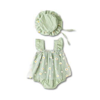 Baby net yarn daisy hot sale ins hot style children's clothing summer baby one-piece newborn sleeveless romper