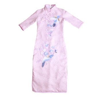 Girls' cheongsam skirt 2020 autumn and winter models Chinese style children's long cheongsam guzheng seven-point sleeve new performance dress