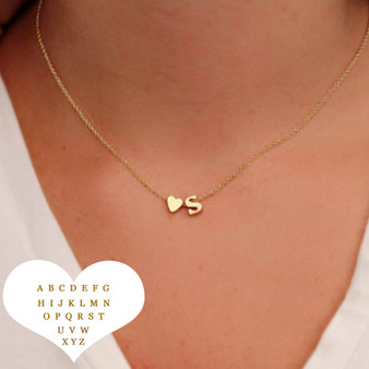 Fashion Tiny Heart Dainty Initial Letter Name Necklace Choker Chain Necklace For Women Gold Color Pendant Jewelry Gift Collier