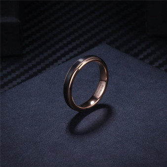 8mm/6mm/4mm Black & Rose Gold Men's Tungsten Carbide Wedding Ring