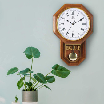 Decorative Wood Wall Clock with Pendulum